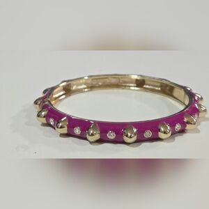 Nordstrom‎ Sequin NYC Magenta Fuchsia Enamel Crystal Hinged Bangle NWOT